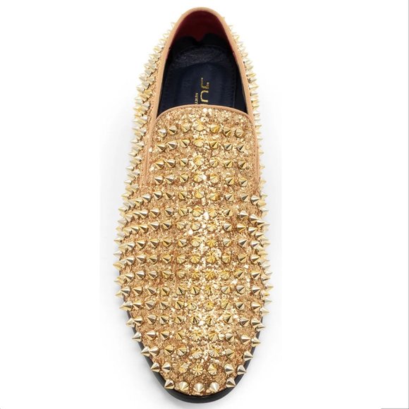 J75 BY JUMP Luxor Spike Studded Men\'s Slip-On Loafer Shoes Size 11 Gold NEW main image 5